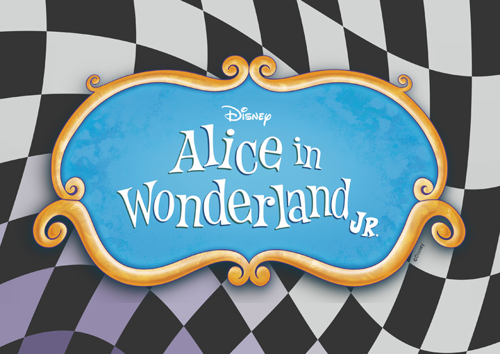 Alice in Wonderland JR logo (blue glass on a gold frame)