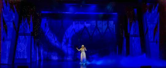Frozen Broadway musical set rental -  ice castle scenery  - Front Row Theatrical Rental - 800-250-3114