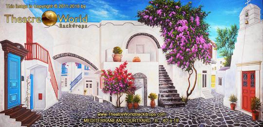 Mediterranean Courtyard Scenic Backdrop