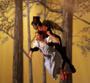 A flying monkey kidnaps a woman