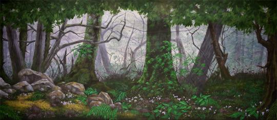 Grosh backdrops forest panel 2 is used in productions of Beauty and the Beast, Lion King, Tarzan, Into the Woods