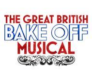 The Great British Bake Off Musical logo in red and blue with traditional flourish beneath