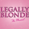 A sparkly pink background with the Legally Blonde The Musical logo