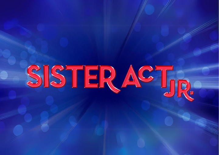 Sister Act JR logo in red on a blue background