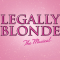 A sparkly pink background with the Legally Blonde The Musical logo